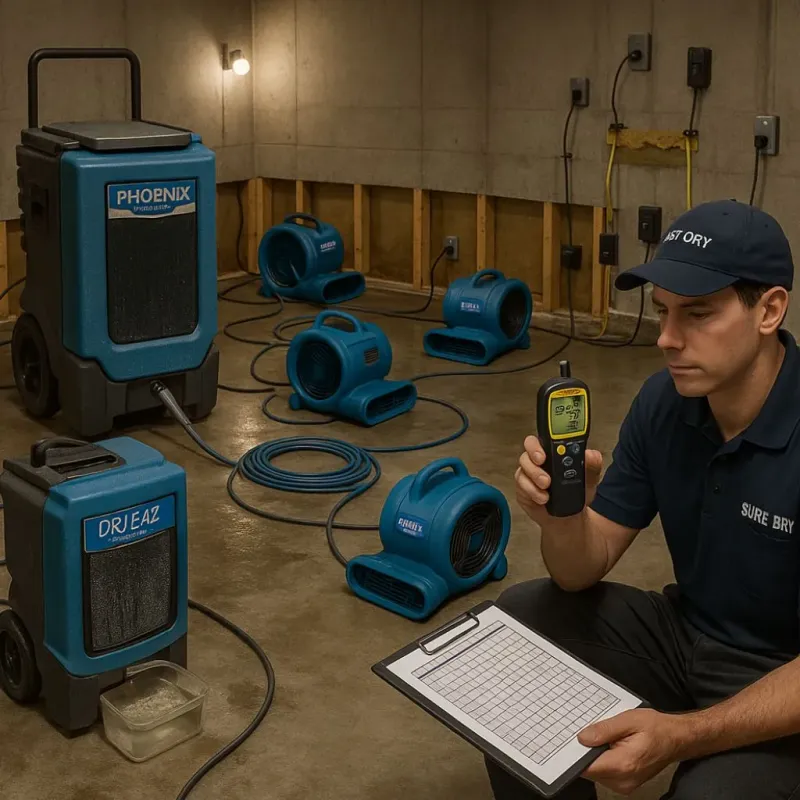 Structural Drying and Dehumidification process in Horton, KS